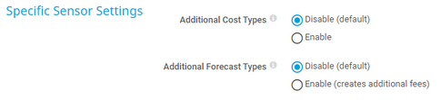 Specific Sensor Settings Specific Sensor Settings