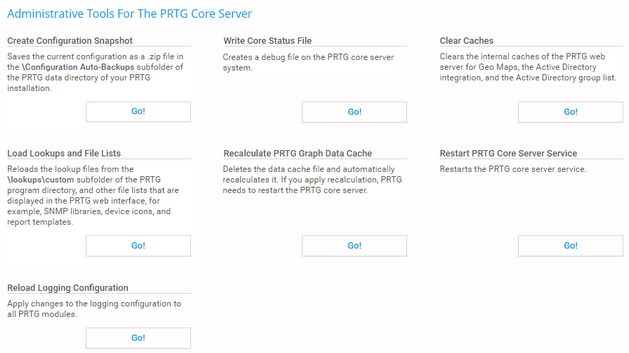 Administrative Tools For The PRTG Core Server
